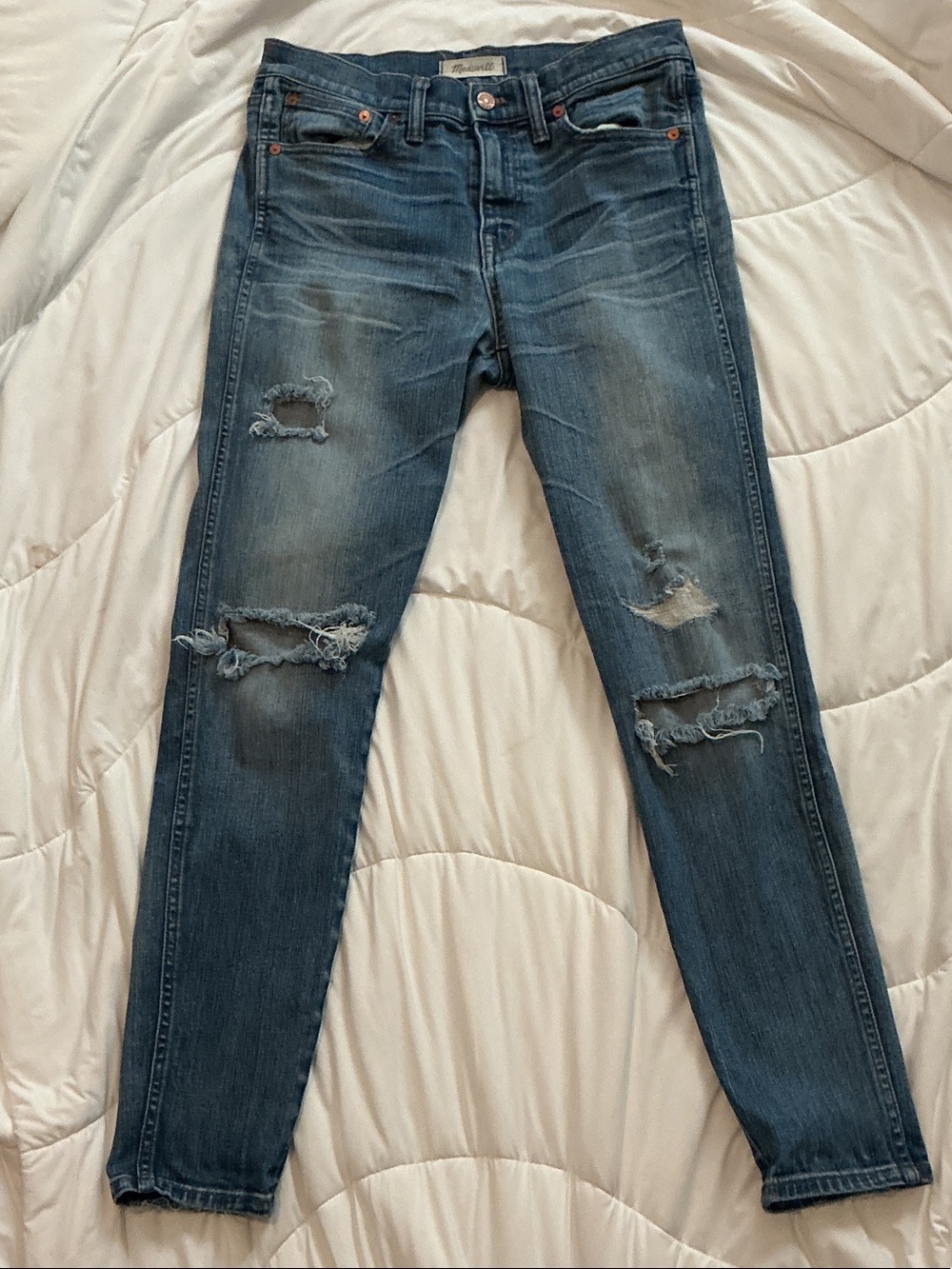 Madewell Distressed 9” Skinny Skinny Jeans - Blue Wash